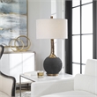 Uttermost Arnav Steel and Ceramic Table Lamp in Textured Black and Light Gray