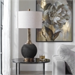 Uttermost Arnav Steel and Ceramic Table Lamp in Textured Black and Light Gray
