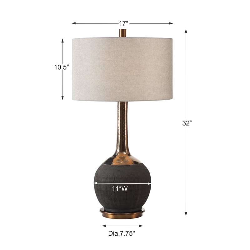 Uttermost Arnav Steel and Ceramic Table Lamp in Textured Black and Light Gray