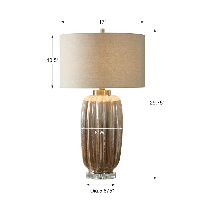 Uttermost Gistova Steel Ceramic and Crystal Table Lamp in Ivory and Rust Brown