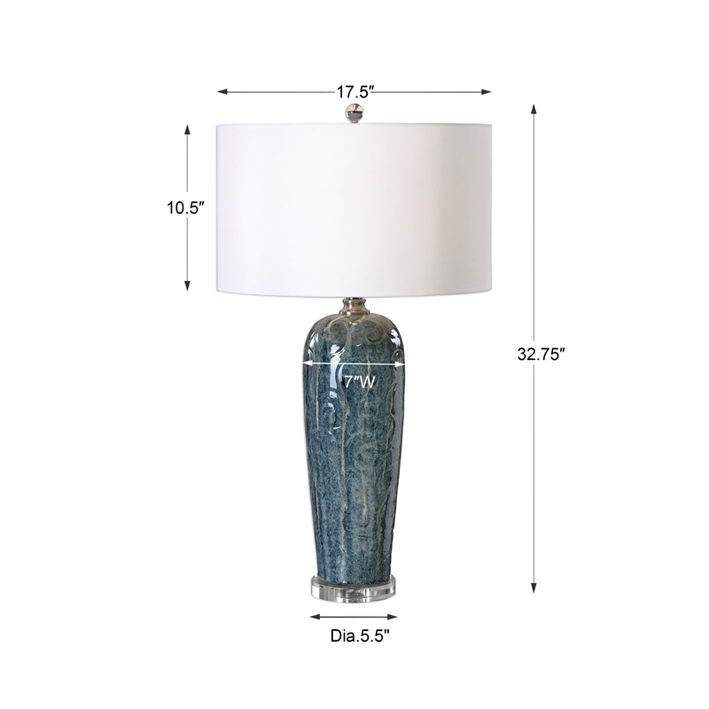 Uttermost Maira Contemporary Crystal and Metal Table Lamp in Blue/Silver Ivory