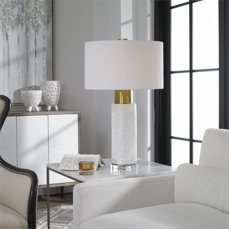 Uttermost Vaeshon Concrete Crystal and Iron Table Lamp in Bleach Wash and White