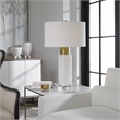 Uttermost Vaeshon Concrete Crystal and Iron Table Lamp in Bleach Wash and White