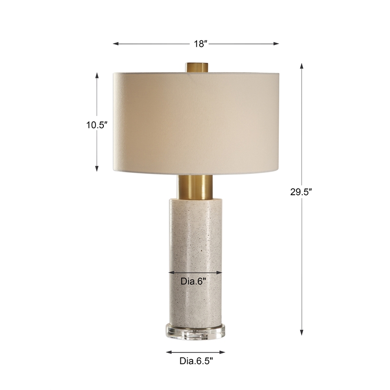 Uttermost Vaeshon Concrete Crystal and Iron Table Lamp in Bleach Wash and White