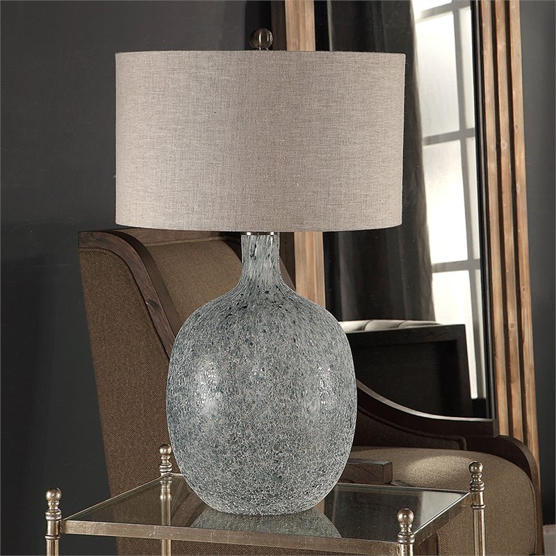 Uttermost Oceaonna Glass Fabric and Iron Table Lamp in Blue and Green