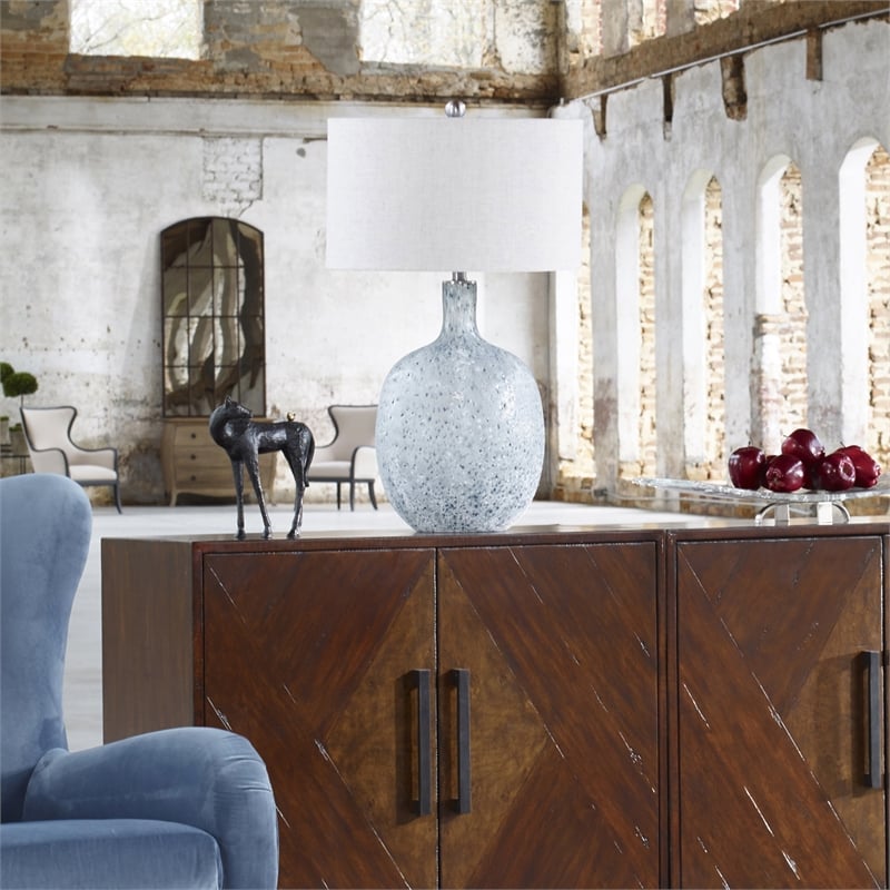 Uttermost Oceaonna Glass Fabric and Iron Table Lamp in Blue and Green