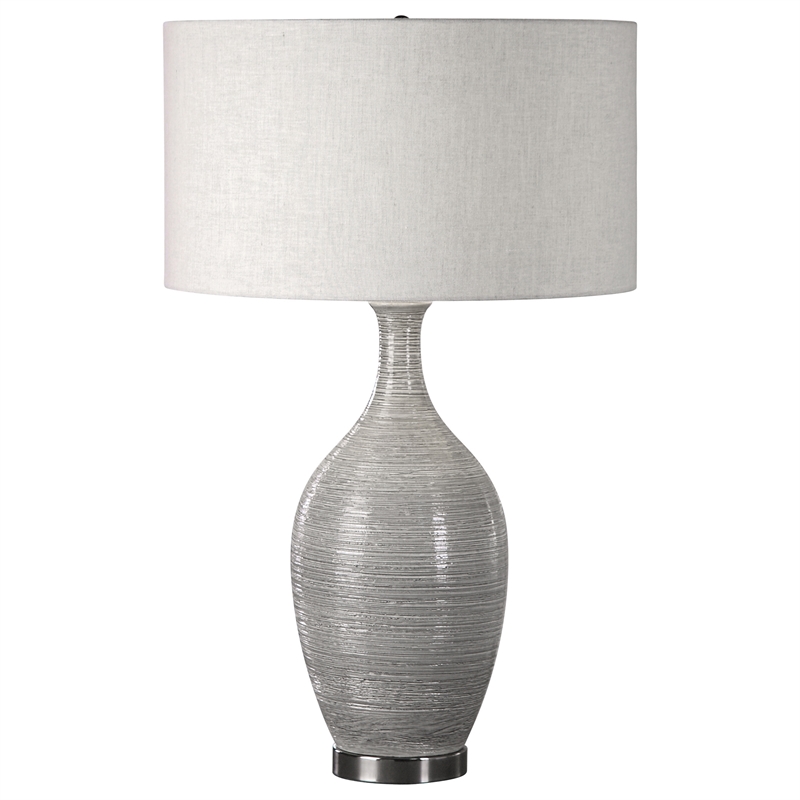 Uttermost Dinah Ceramic and Iron Table Lamp in Textured Gray and Beige