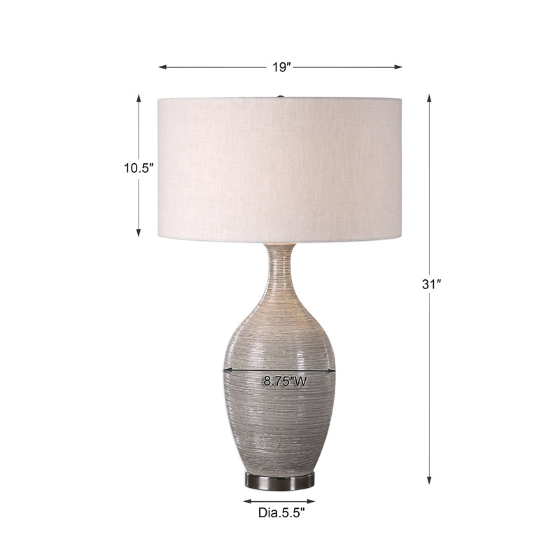 Uttermost Dinah Ceramic and Iron Table Lamp in Textured Gray and Beige