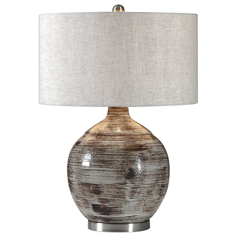 Uttermost Tamula Ceramic and Iron Table Lamp in Blue Gray/Nickel/Beige