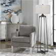 Uttermost Adrian Steel and Fabric Floor Lamp in Aged Gunmetal and White