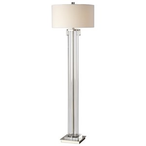 uttermost monette cylinder floor lamp in brushed nickel and off white