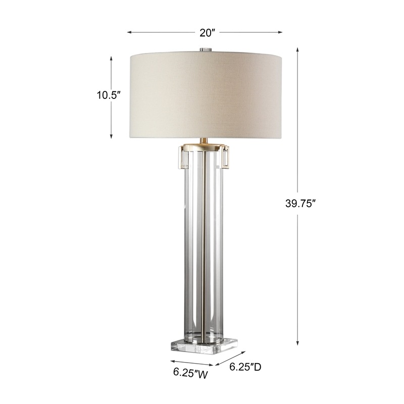 Uttermost Monette Steel Crystal Table Lamp in Brushed Nickel and Off White