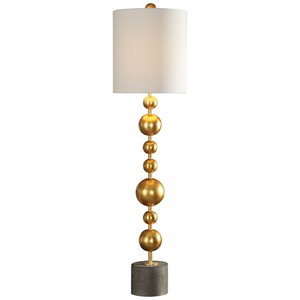uttermost selim metal concrete and fabric buffet table lamp in gold and charcoal