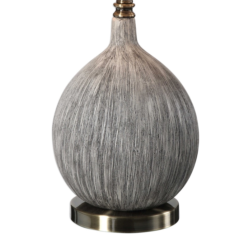Uttermost Hedera Ceramic Metal Fabric Table Lamp in Textured Ivory/Light Beige