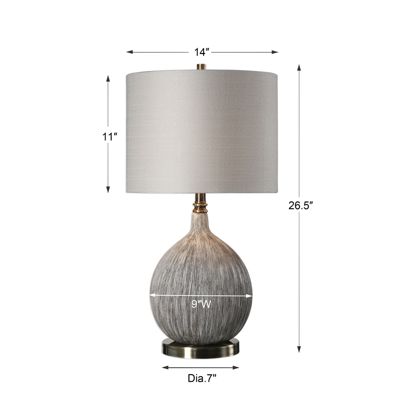 Uttermost Hedera Ceramic Metal Fabric Table Lamp in Textured Ivory/Light Beige