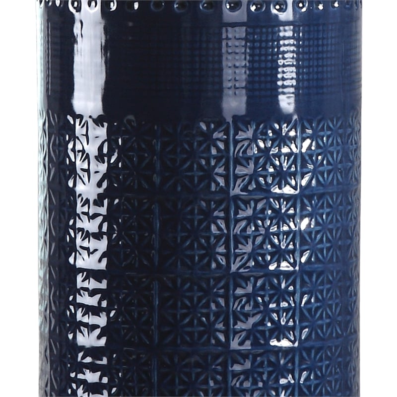 Uttermost Thalia Metal Ceramic and Fabric Table Lamp in Royal Blue and White