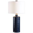 Uttermost Thalia Metal Ceramic and Fabric Table Lamp in Royal Blue and White