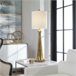 Uttermost Paravani Resin Steel and Fabric Table Lamp in Gold and White