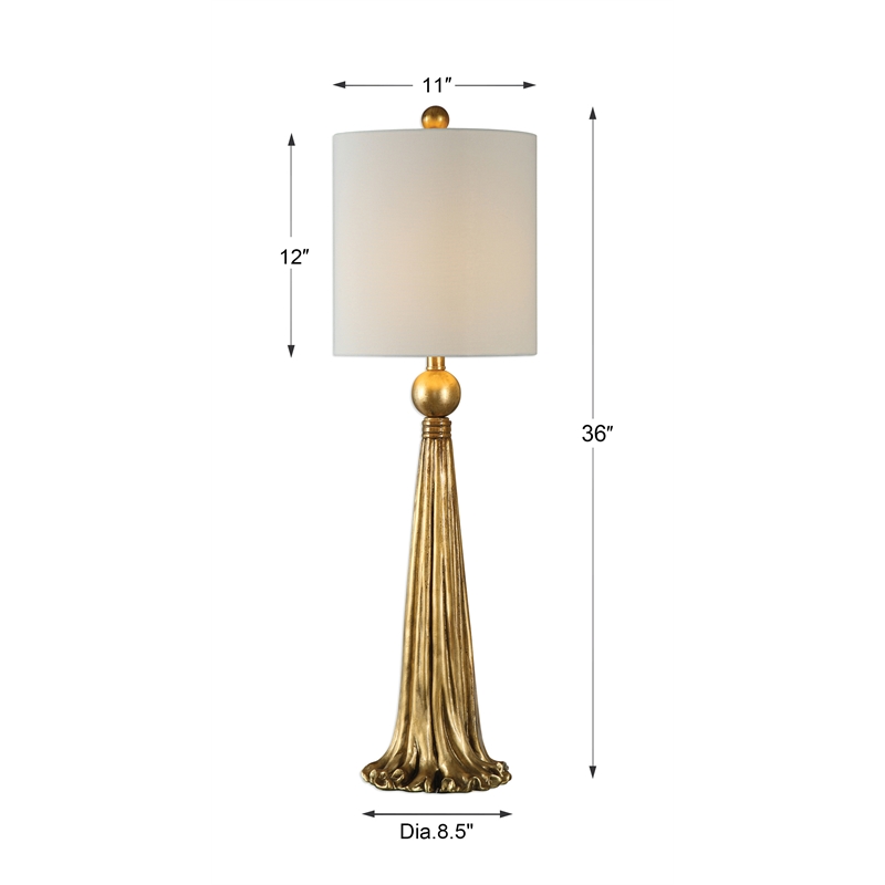 Uttermost Paravani Resin Steel and Fabric Table Lamp in Gold and White