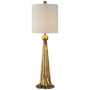 Uttermost Paravani Resin Steel and Fabric Table Lamp in Gold and White