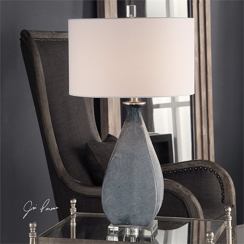 Uttermost Atlantica Steel Crystal and Glass Table Lamp in Ocean Blue and White