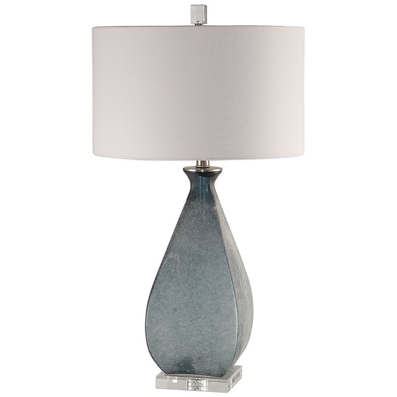 Uttermost Atlantica Steel Crystal and Glass Table Lamp in Ocean Blue and White