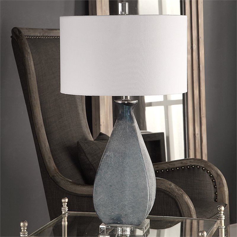 Uttermost Atlantica Steel Crystal and Glass Table Lamp in Ocean Blue and White