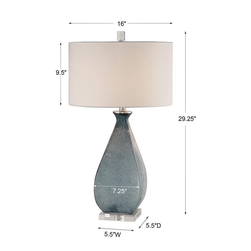 Uttermost Atlantica Steel Crystal and Glass Table Lamp in Ocean Blue and White