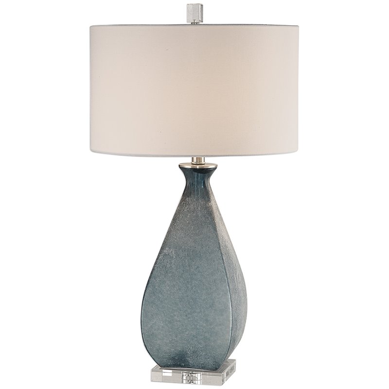 Uttermost Atlantica Steel Crystal and Glass Table Lamp in Ocean Blue and White