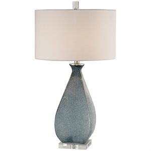 Uttermost Atlantica Steel Crystal and Glass Table Lamp in Ocean Blue and White
