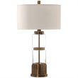 Uttermost Vaiga Steel Glass and Fabric Table Lamp in Antique Brass and White