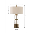 Uttermost Vaiga Steel Glass and Fabric Table Lamp in Antique Brass and White