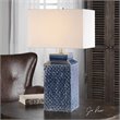 Uttermost Pero Ceramic and Iron Table Lamp in Sapphire Blue and Nickel