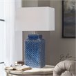 Uttermost Pero Ceramic and Iron Table Lamp in Sapphire Blue and Nickel