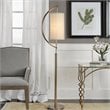 Uttermost Balaour Steel and Fabric Floor Lamp in Antique Brass and Light Beige
