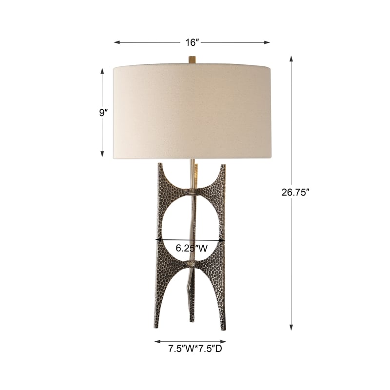 Uttermost Goldia Metal and Fabric Table Lamp in Antique Bronze and White