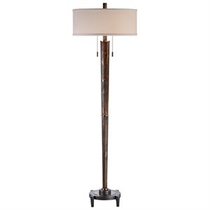 uttermost rhett floor lamp in burnished oak and light oatmeal