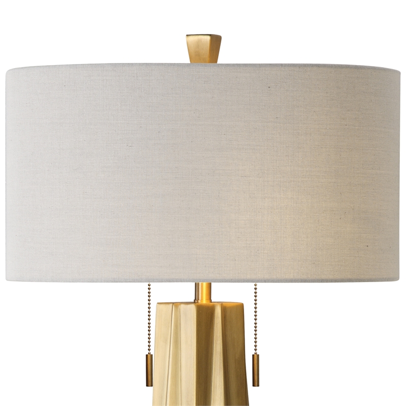 Uttermost Maris Contemporary Steel Table Lamp in Brass and Light Beige