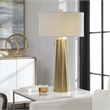 Uttermost Maris Contemporary Steel Table Lamp in Brass and Light Beige