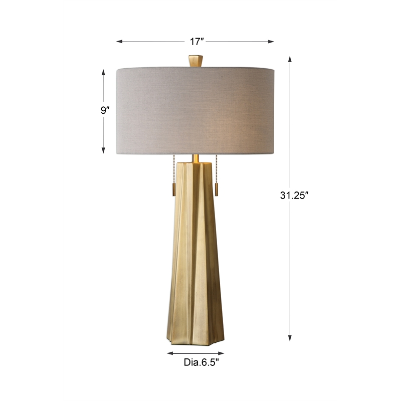 Uttermost Maris Contemporary Steel Table Lamp in Brass and Light Beige