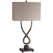 Uttermost Talema Steel and Marble Table Lamp in Aged Silver and Light Beige