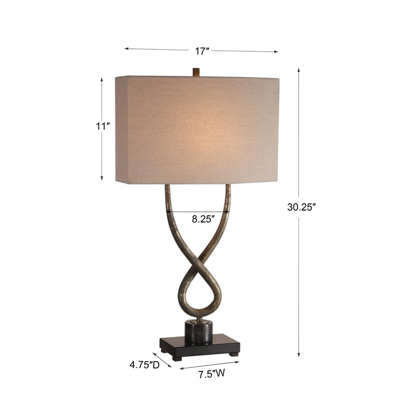 Uttermost Talema Steel and Marble Table Lamp in Aged Silver and Light Beige