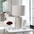 Uttermost Modica Ceramic and Crystal Table Lamp in Taupe and Beige