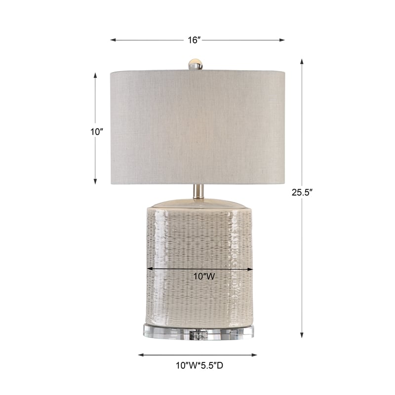 Uttermost Modica Ceramic and Crystal Table Lamp in Taupe and Beige
