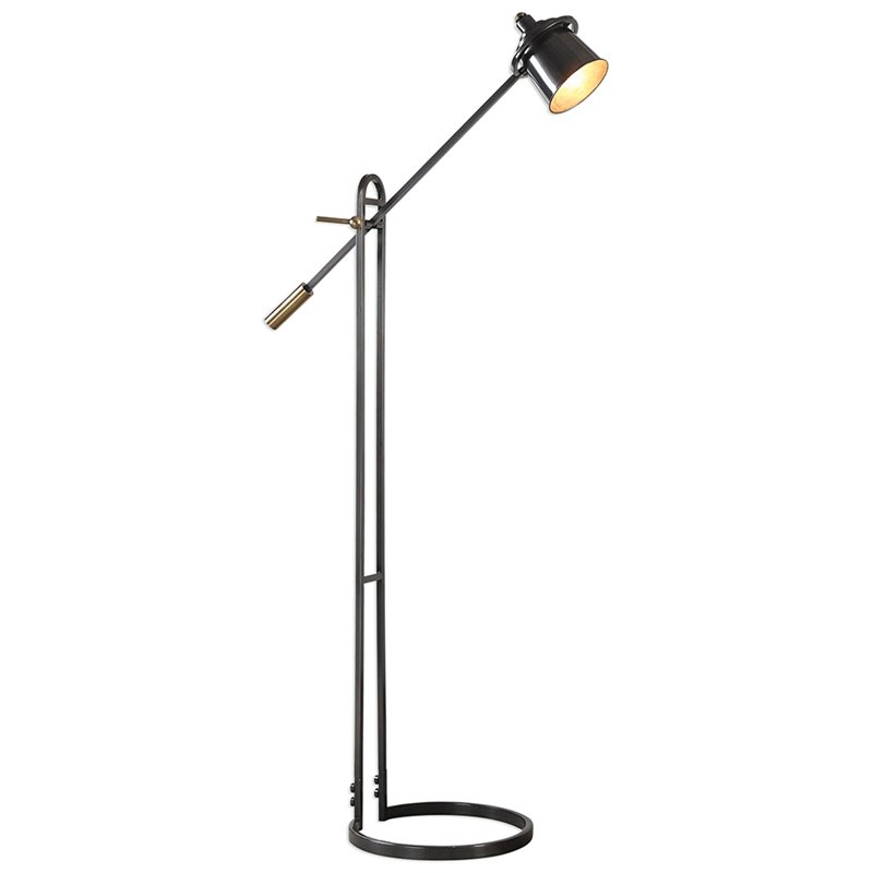 Uttermost Chisum Contemporary Steel Floor Lamp in Dark Bronze and Brass