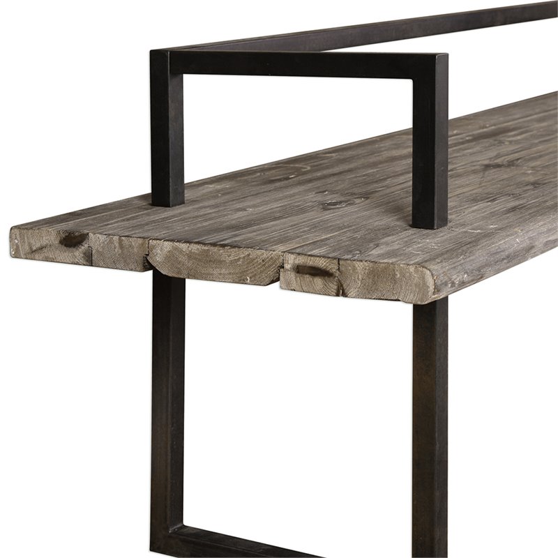 Uttermost Herbert Transitional Wood and Metal Bench in Aged Black/White