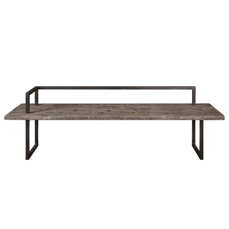 Uttermost Herbert Transitional Wood and Metal Bench in Aged Black/White