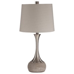 uttermost niah metal concrete fabric table lamp in brushed nickel and light gray