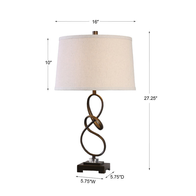 Uttermost Tenley Steel Crystal Table Lamp in Oil Rubbed Bronze and Light Beige