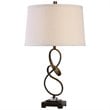 Uttermost Tenley Steel Crystal Table Lamp in Oil Rubbed Bronze and Light Beige
